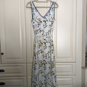 Amour Vert Louisa Silk Maxi Dress / Size M / Lemon Garden